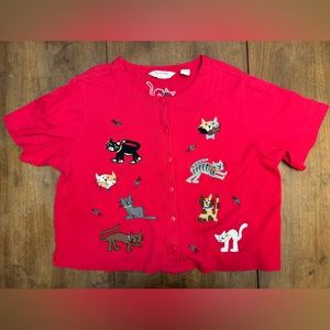 Vintage Bechamel XL women’s red button down shirt.